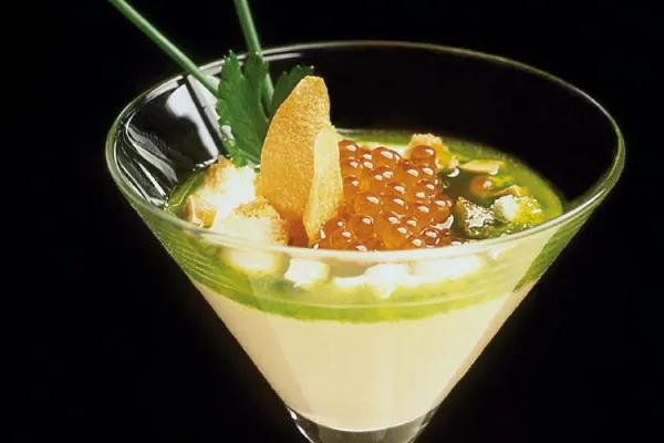 Ajoarriero ahumado con caviar